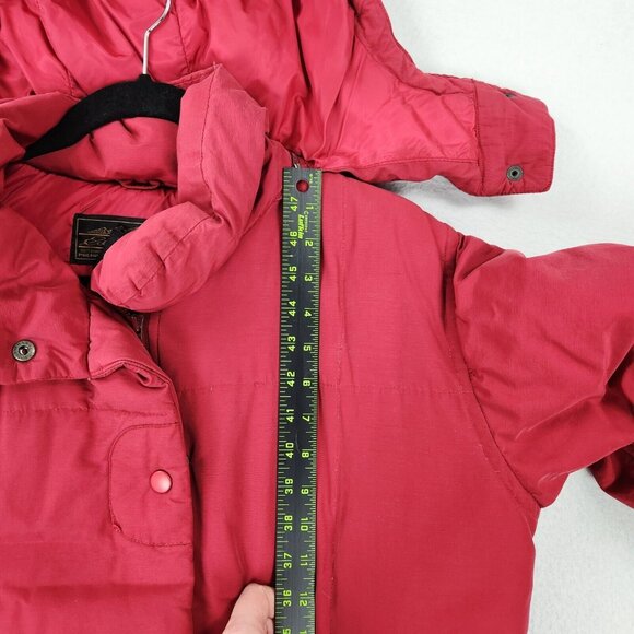 Eddie Bauer Coat Women XS Petite Red Vintage Goose Down Long Parka Hooded Winter - Picture 7 of 16